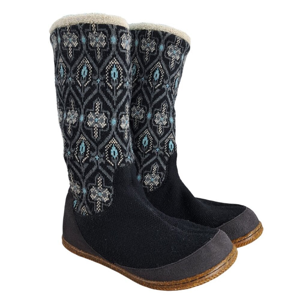Smartwool Over Easy Slippers Size 7 Pull On Mid Calf Boots Rubber Sole Fair Isle